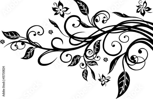 Blätter, Laub, Herbst, filigrane Ranke mit Blumen