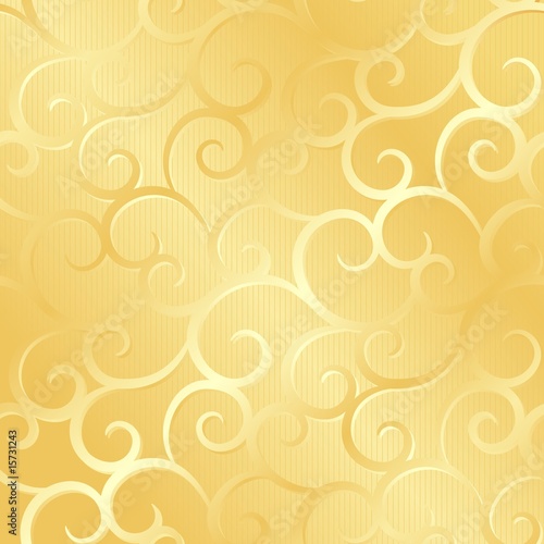 Golden spirals texture, pattern; vector illustration
