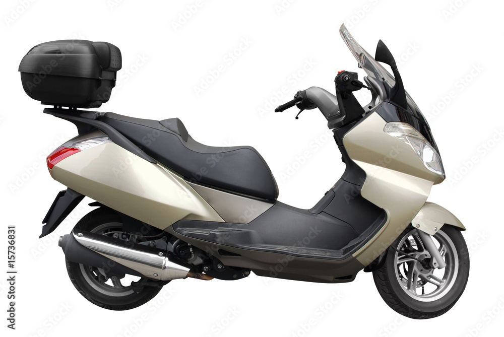Obraz premium motocykl skuter z bagażnikiem na białym tle