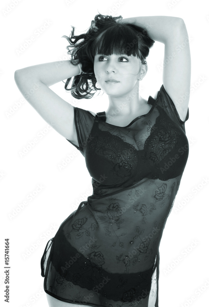 A beautiful brunette in sexual transparent dress o A beautiful brunette in sexual transparent dress o