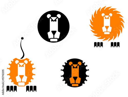 Four lion icons isolated on white background
