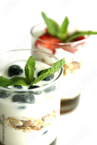 Berries on yogurt and muesli