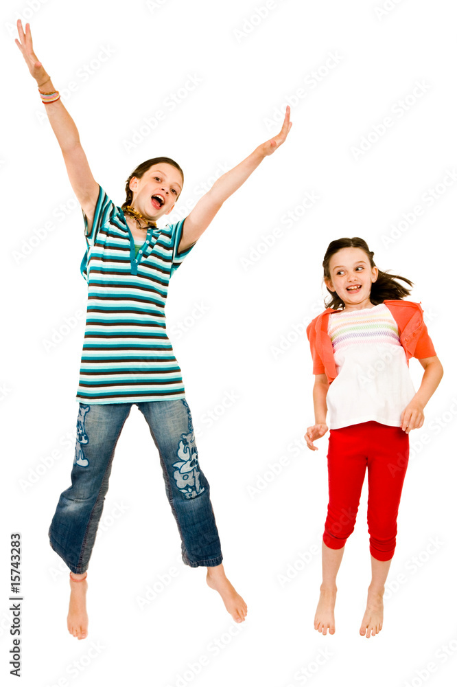 Excited girls jumping Excited girls jumping