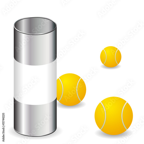 Tennis balls with can isolated over white background
