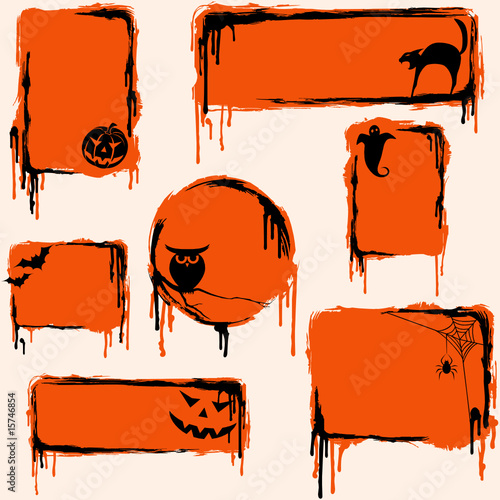Collection of orange grungy halloween design elements