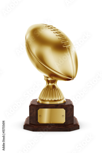Gold American football trophy