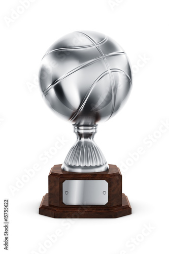 Silver basketball trophy