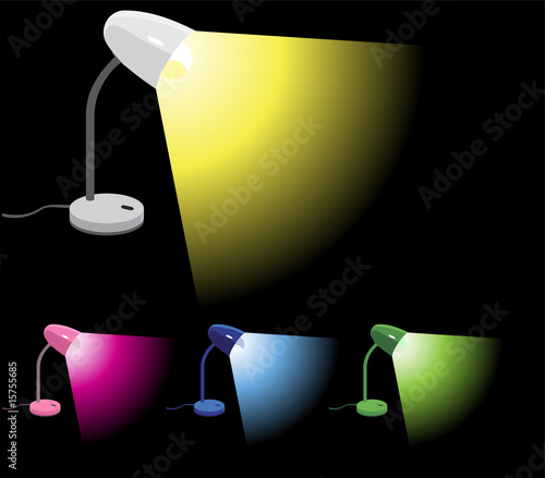 Set of 4 different colors desk lamps illustrations