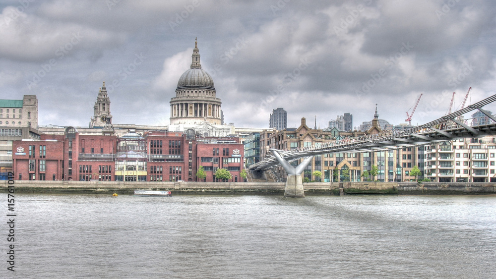 Millenium Bridge and St. Pauls Cathedral, London, England