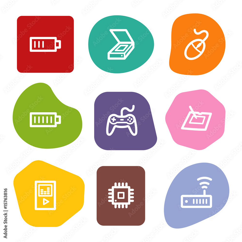 Electronics web icons set 2, colour spots series Electronics web icons set 2, colour spots series