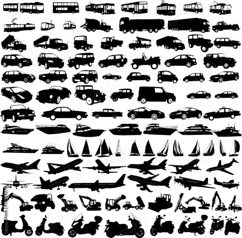 transportation silhouettes collection - vector photo