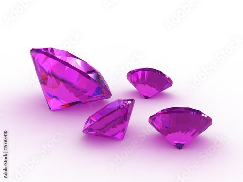 Set of four beautiful amethyst gemstones