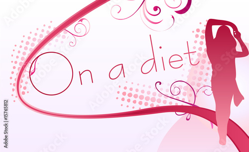 Girl silhouette over an on a diet sign