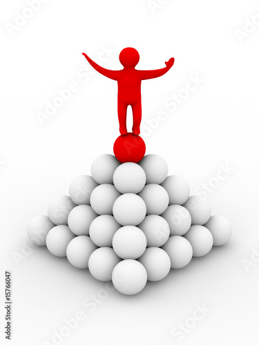 man on a pyramid. Isolated 3D image