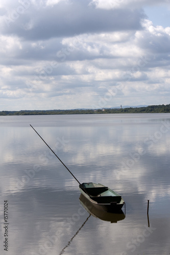 Fisherman boat at the Rozmberk pond
