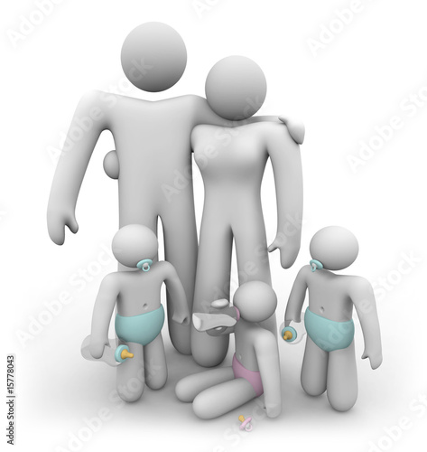 Triplet Children and their Parents photo