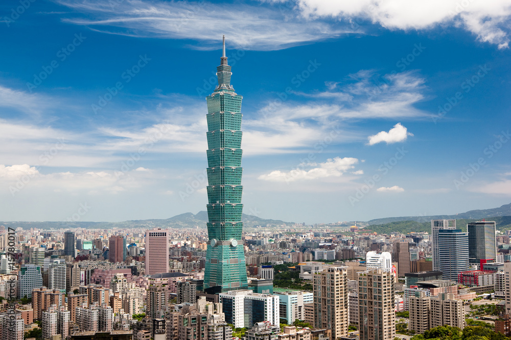 Taipei 101, the tallest building of the world - obrazy, fototapety, plakaty 