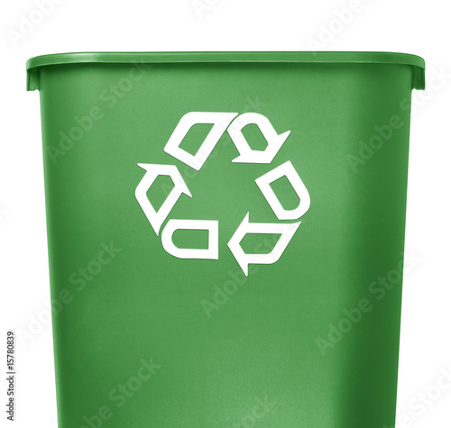 green recycle container on white background photo