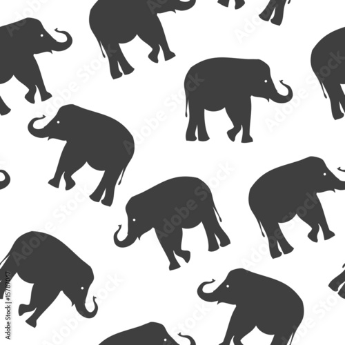 Photography seamless vector background with elephants