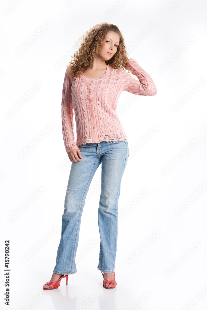 Young Woman In Fashionable Clothing Young Woman In Fashionable Clothing