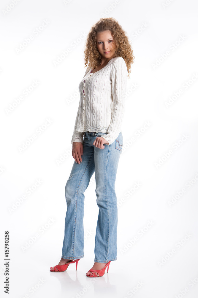 Young Woman In Fashionable Clothing Young Woman In Fashionable Clothing