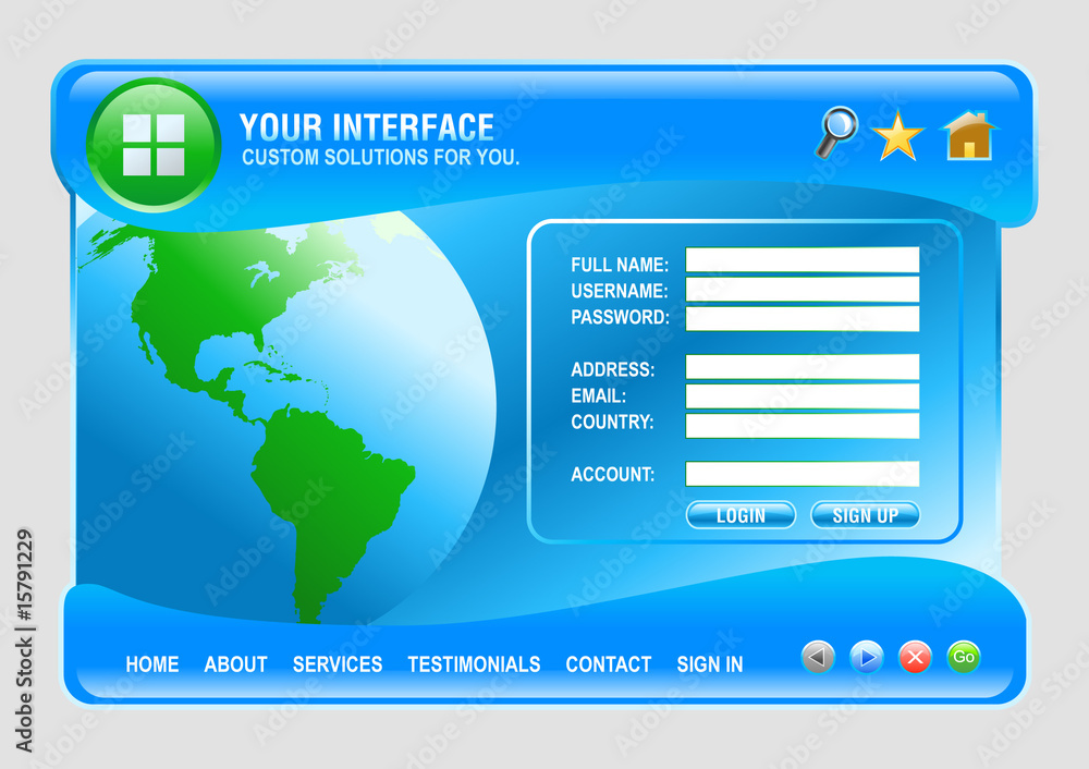 Blue Technology Web Interface with Earth