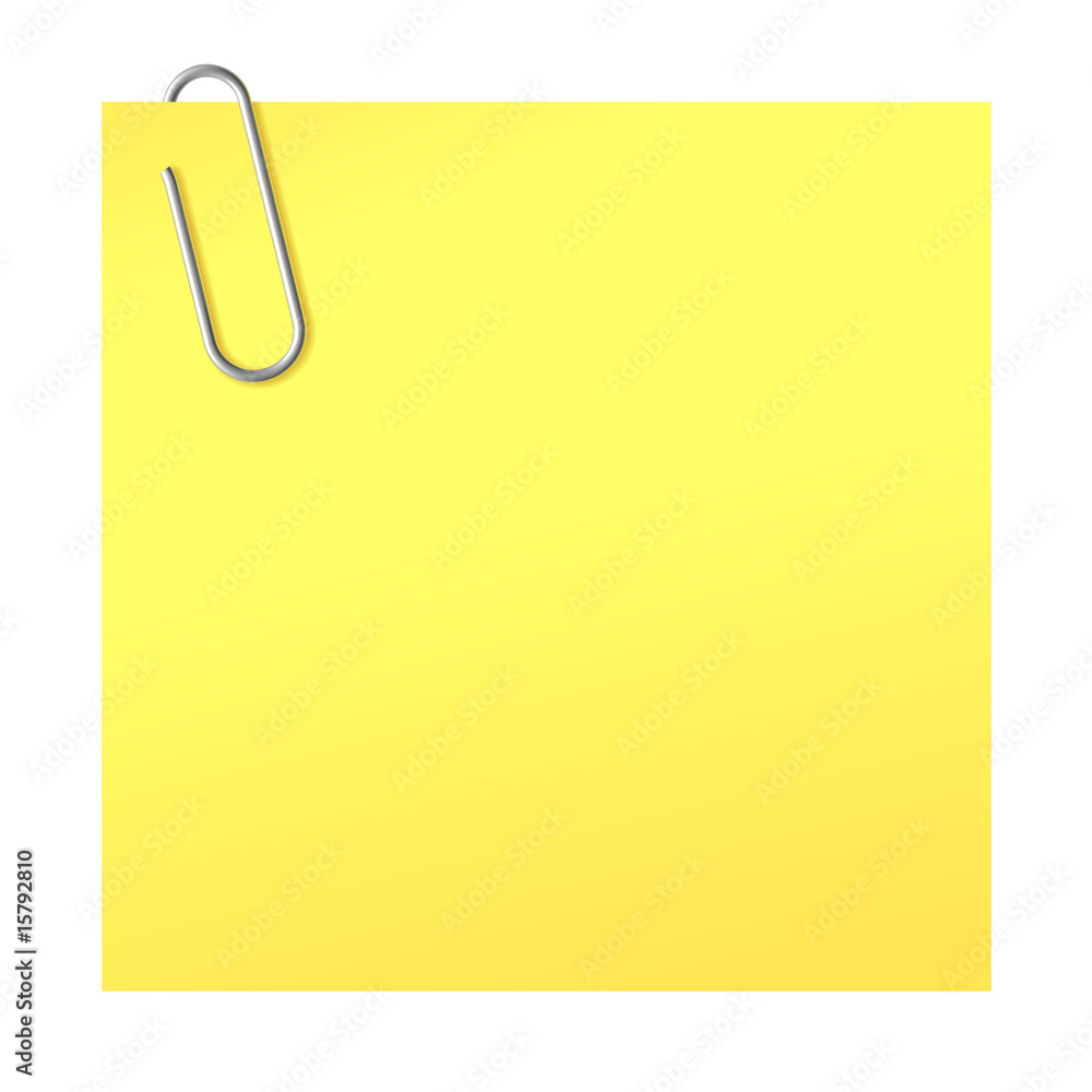 Paper clip and yellow sticker | Vector World series Paper clip and yellow sticker | Vector World series