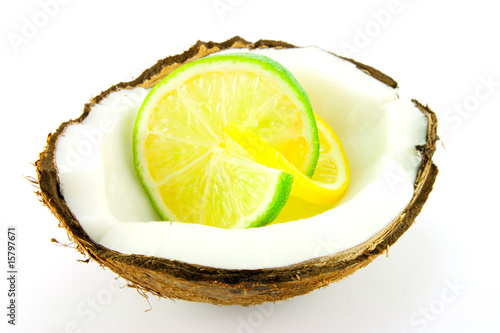 Lemon and Lime Slice in a Coconut