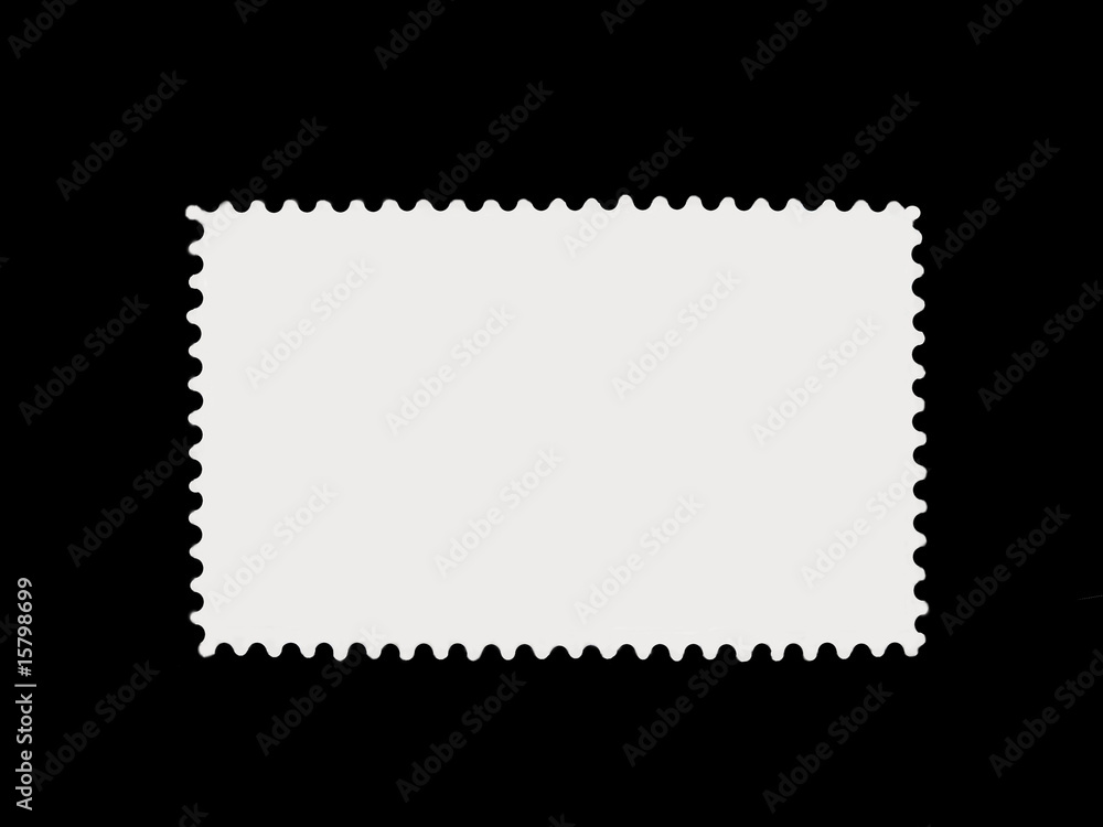 empty single post stamp isolated on black background