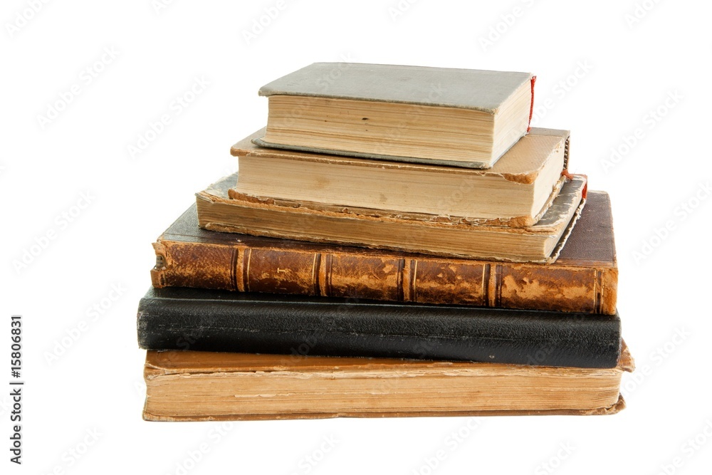 Stack of old books solated on white background Stack of old books solated on white background