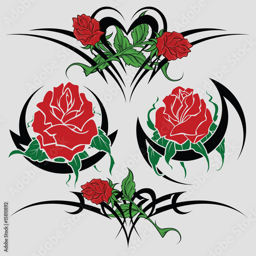 Sketches rose both tribal  for registration and tattoo