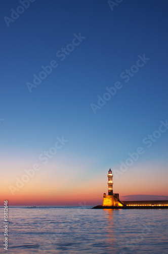 Hania lighthouse at dusk