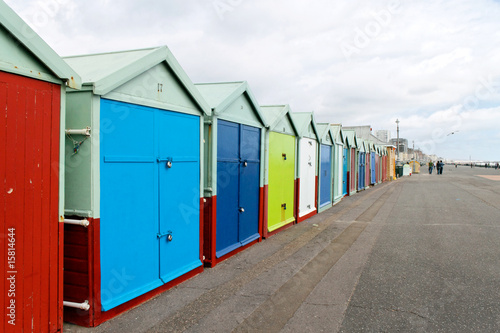 Colourful beach huts along Brighton Beach