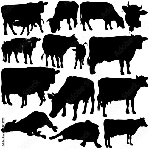 Cow Set Silhouettes 1 - bla...