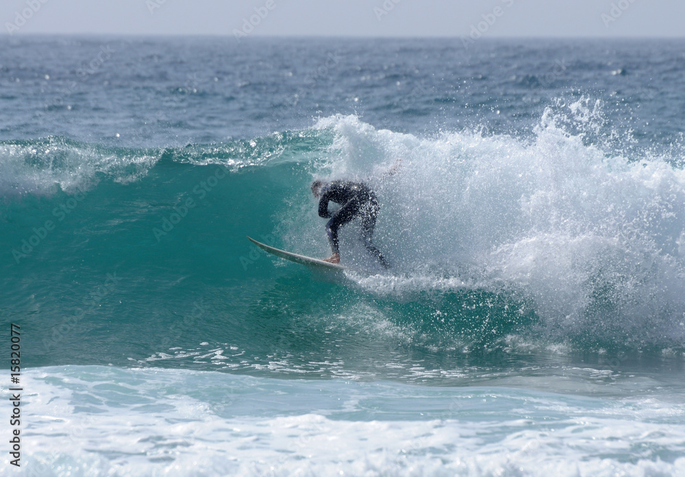 Εκτύπωση καμβά Surfer rides a large wave on the Coast of Fuerteventura Spain