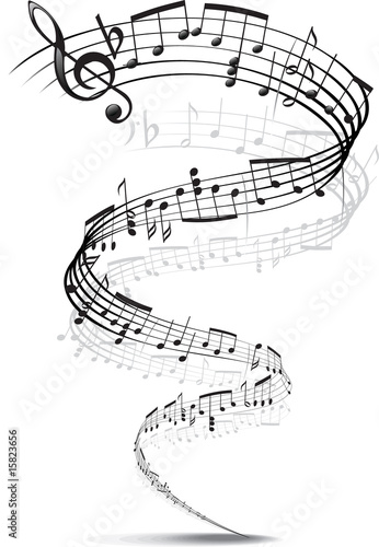 music notes twisted into a spiral