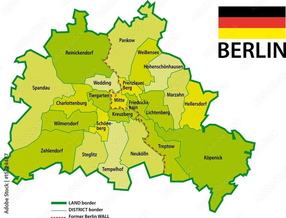 Fototapeta premium BERLIN - Karte bezirk - 2009