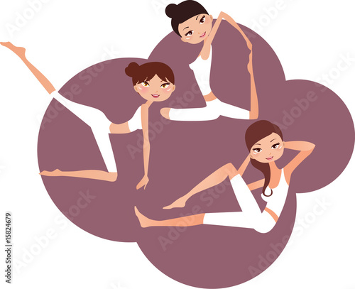 three yoga girls