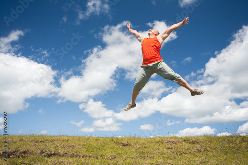 Man jumping for joy outdoors