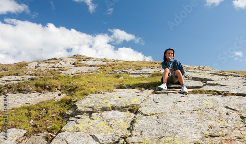 Cute kid on mountain