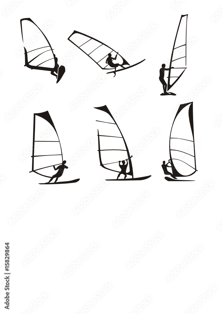 Fototapeta premium windsurfers silhouette