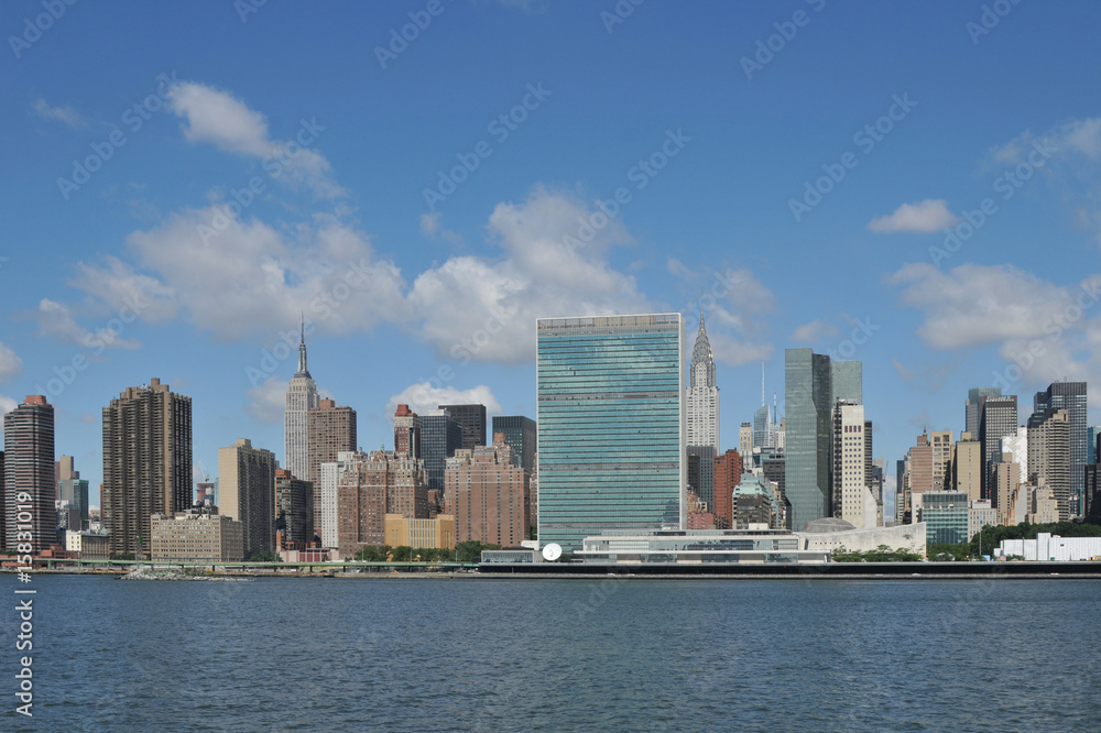 Midtown Manhattan skyline on a Clear Blue morning.