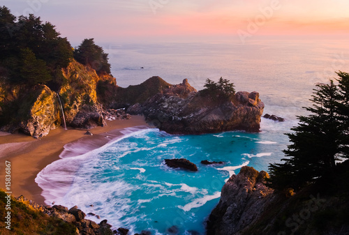 McWay Falls at sunset in California photo