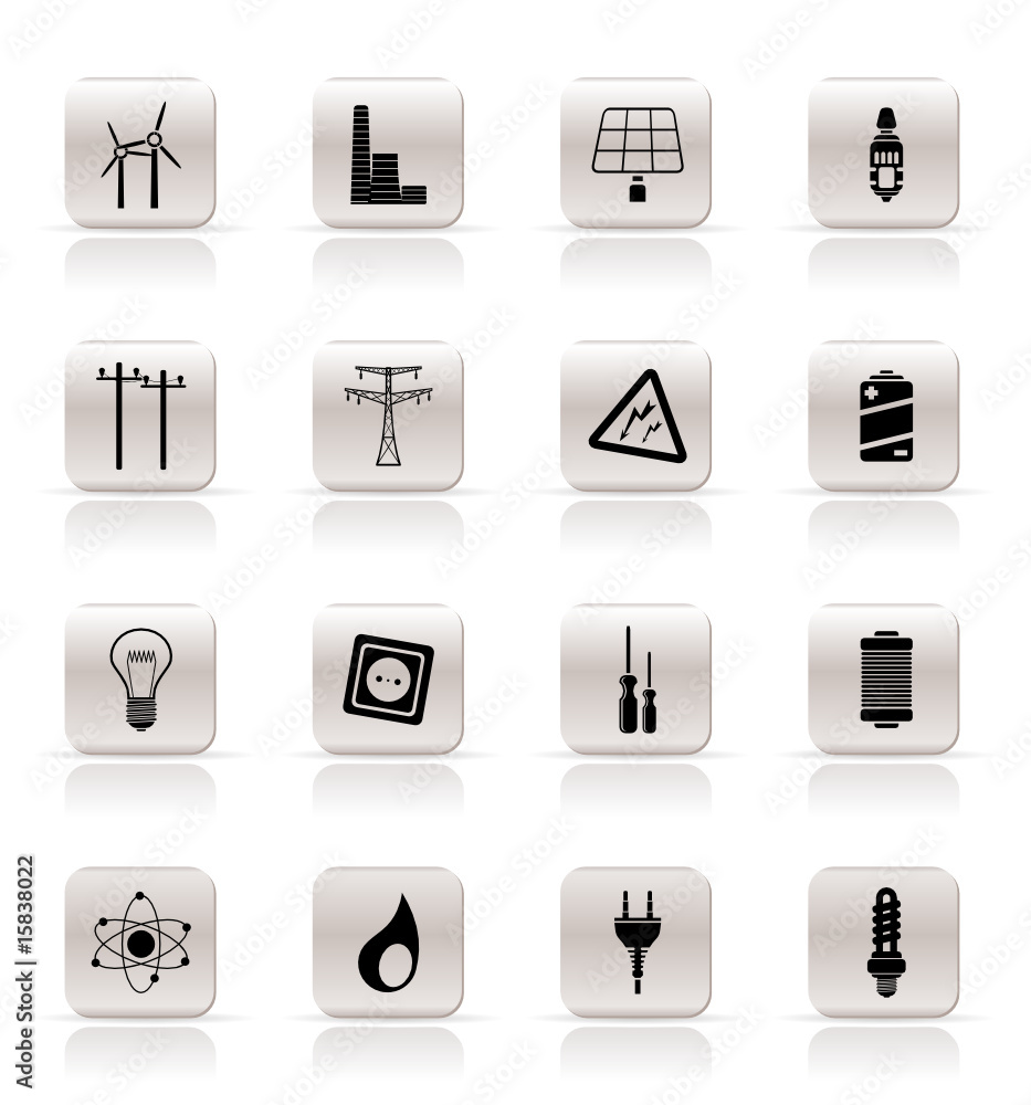 Simple Electricity, power and energy icons - vector icon set Simple Electricity, power and energy icons - vector icon set