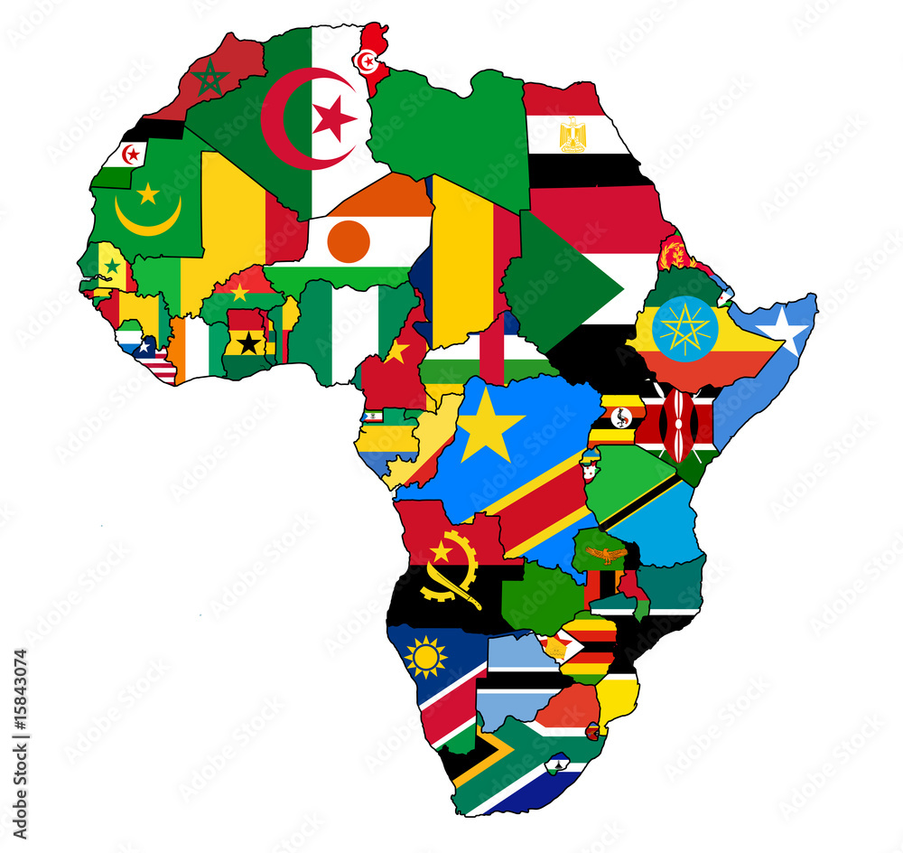 africa political map flags - obrazy, fototapety, plakaty 
