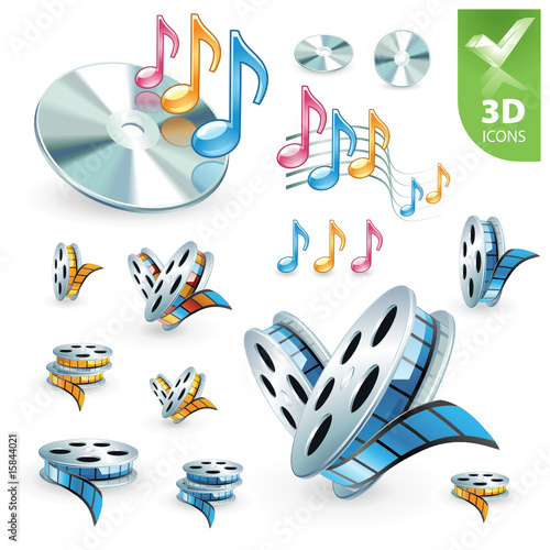 Multimedia vector 3D icon set