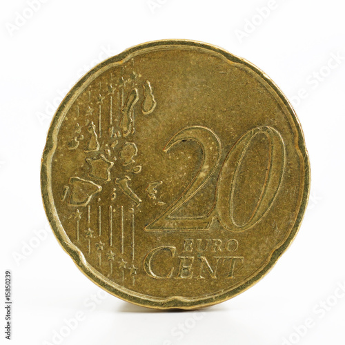 Wallpaper Mural 20 Euro Cent coin isolated on white background Torontodigital.ca