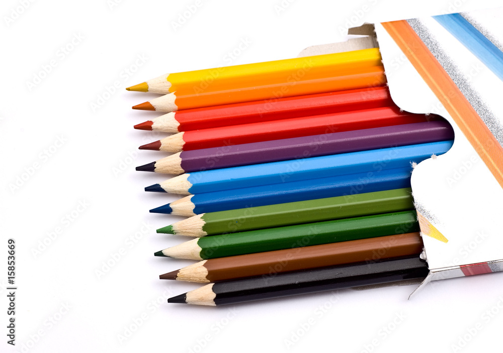 Fototapeta premium A box of colorful pencils