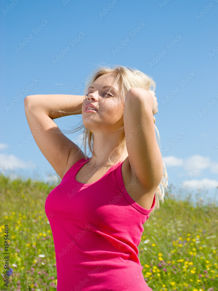 Sexy blonde on meadow Sexy blonde on meadow