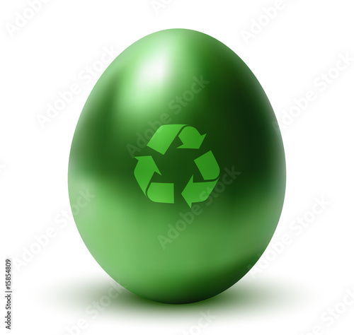 3D Green Egg with Recycling Sign